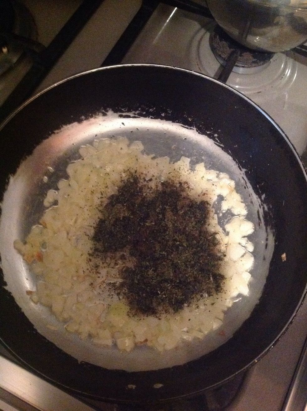 Then, add the whole spices into the pan