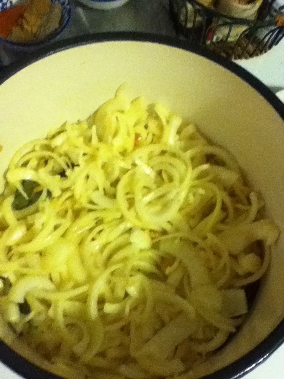 Then add those onions and let everything make love together for a little while. At this point you might want to switch your music to something a little bit sexy.