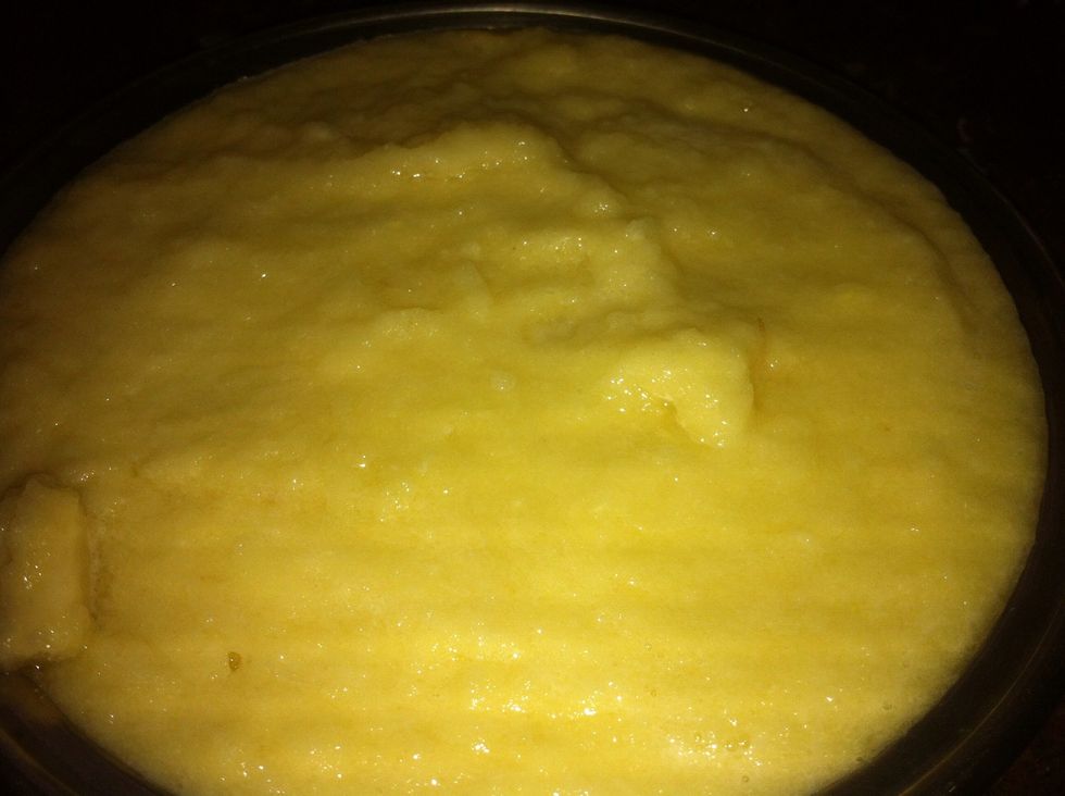 then add to blender along with half a cup water or more if necessary.. then blend .. it form thick paste.. Now pour it some shallow plate or dish.. shallow dish will help in making proper cubes..