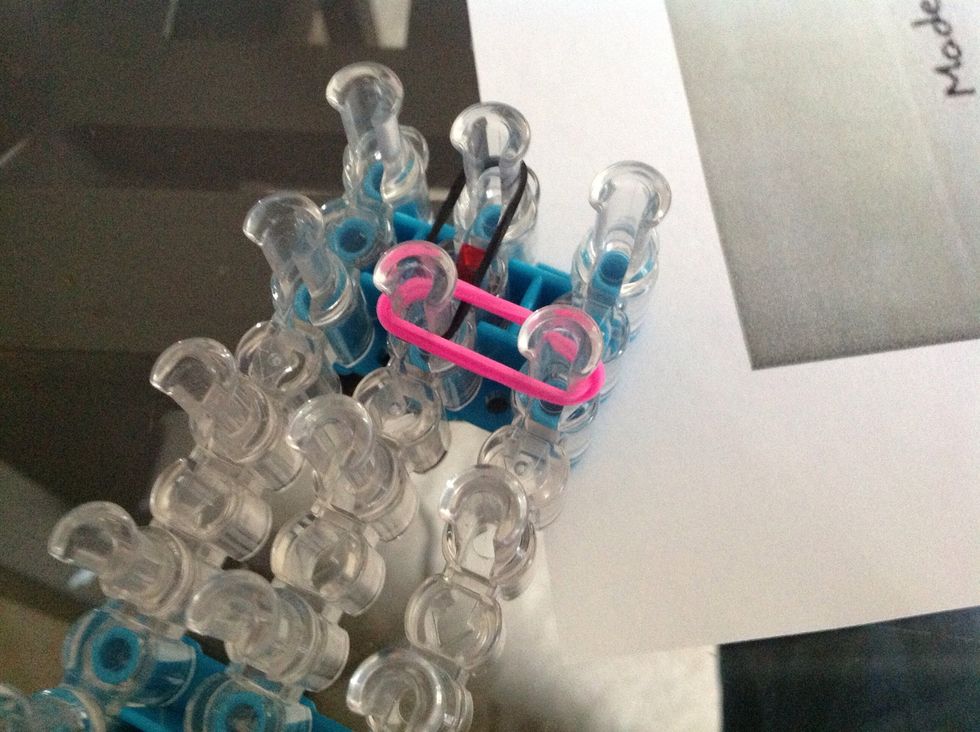 Then add TWO pink bands across to the right