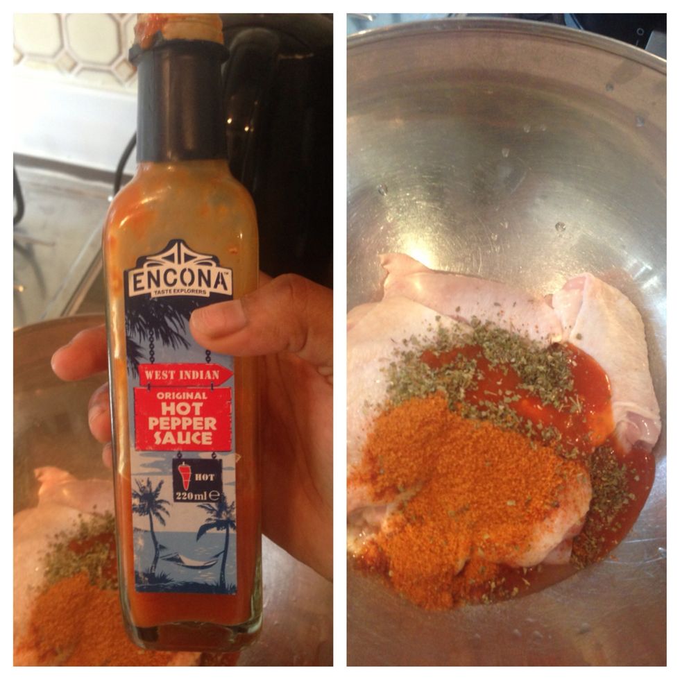 Then add two tablespoons of hot pepper sauce\ud83d\ude31