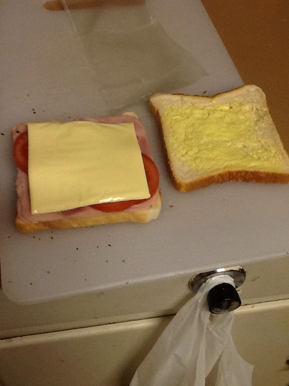 Then add you cheese. I would have used block cheese but we didn't have any.