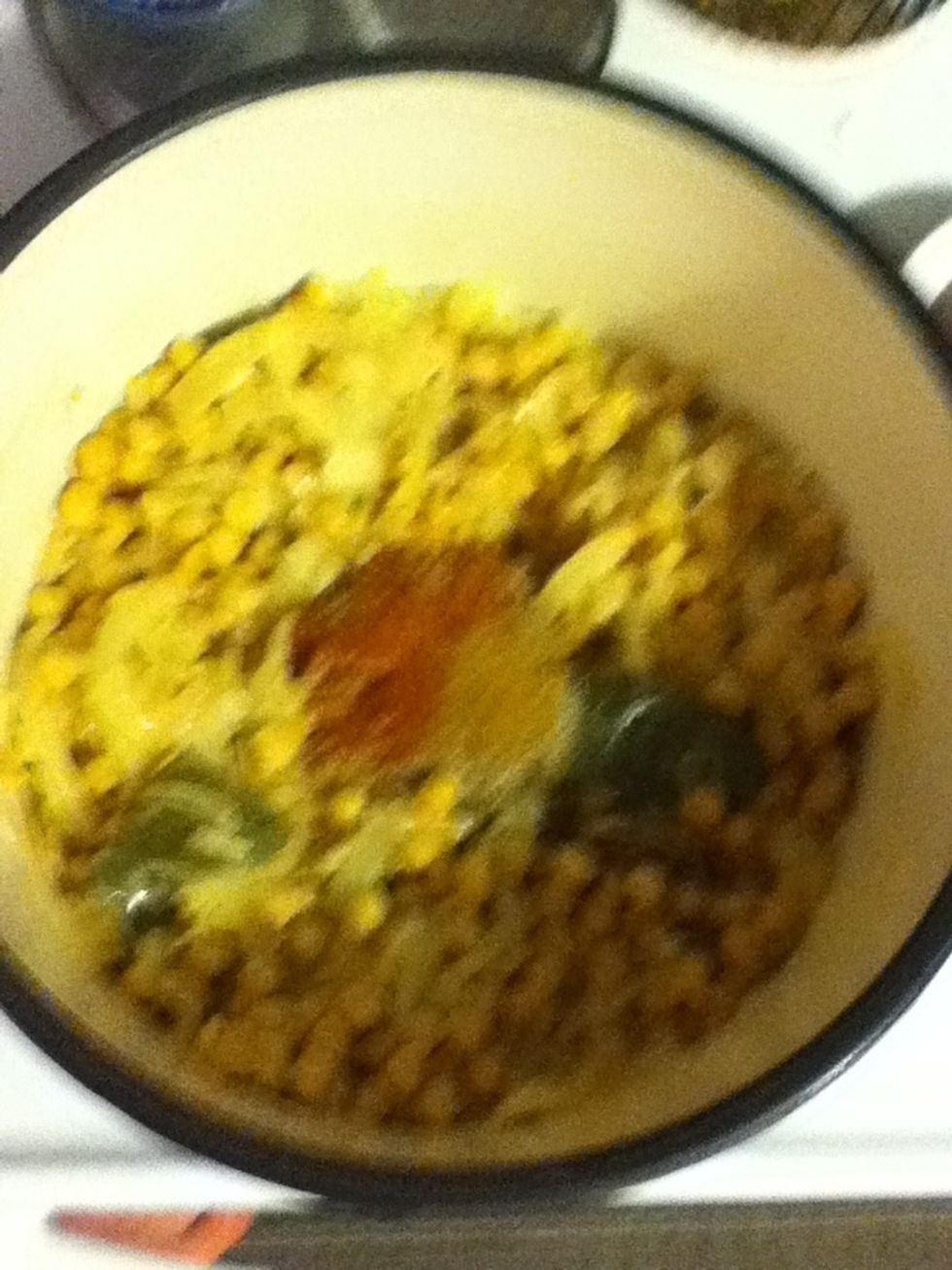 Then add your dry spices and stir well.
