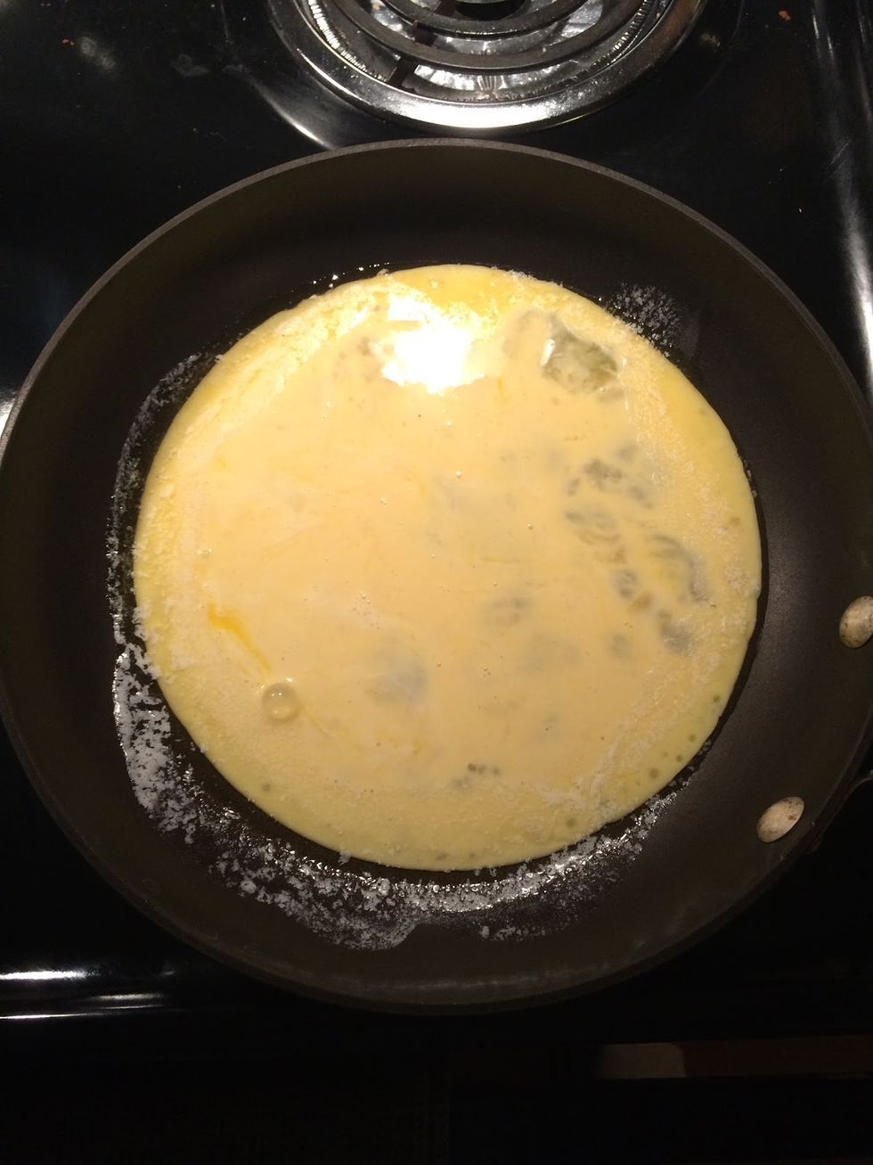 Then add your egg mixture to the pan