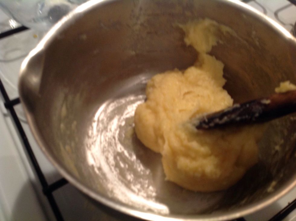 then add your flour and Stir until comes away from the side