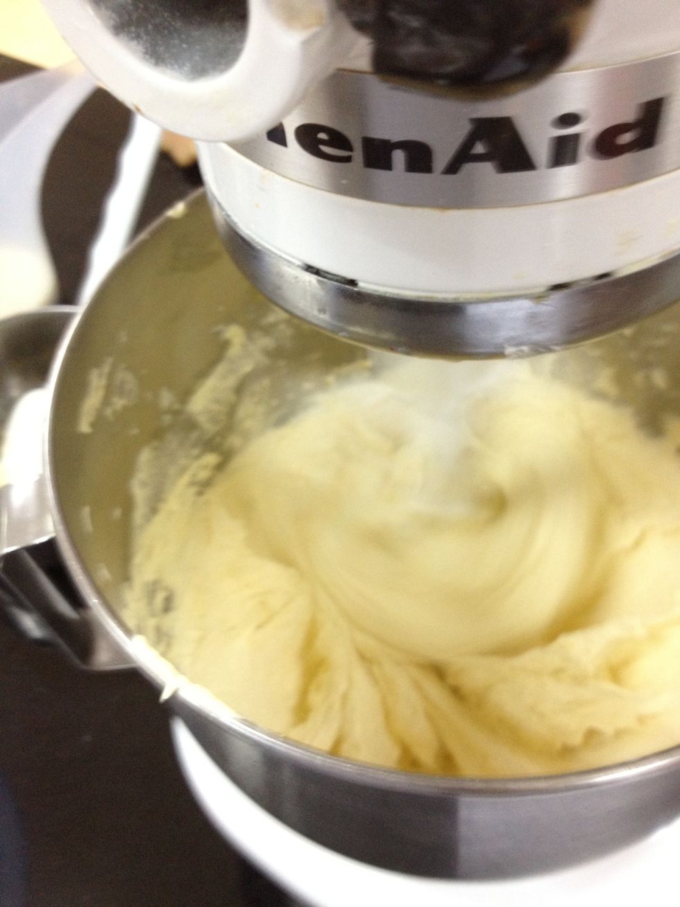 Then add your flour, baking powder and milk at the same time at low speed. Literally for just 10 seconds. It doesn't matter if its not fully incorporated.