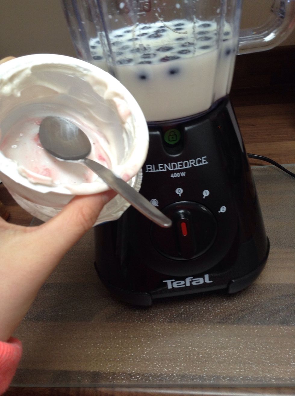 Then, add your Greek yogurt and jam.