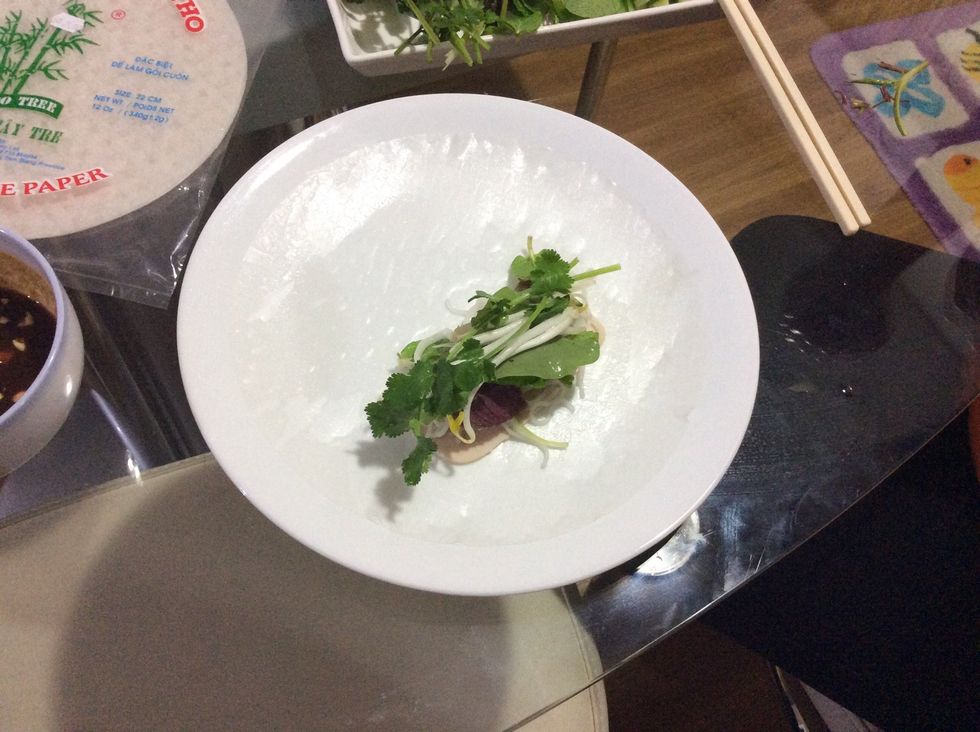 Then add your leaves on top in any order you would like