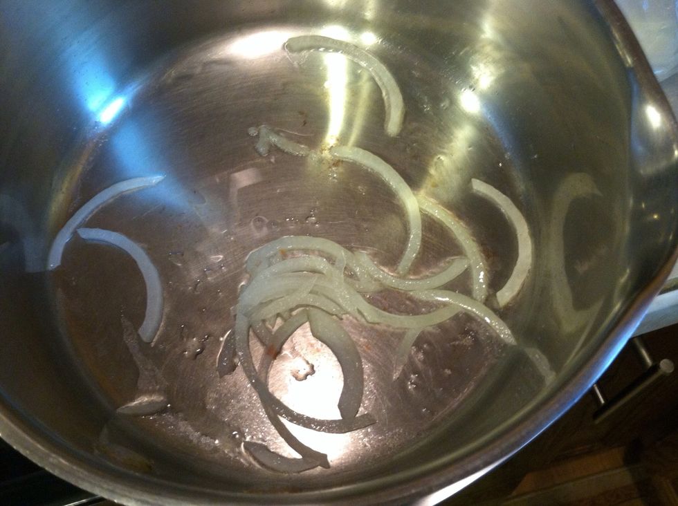 Then add your onion and saut\u00e9 until soft