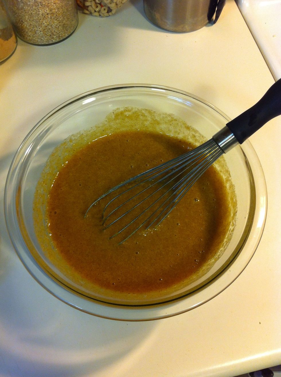 Then add your pumpkin pur\u00e9e. Stir well.