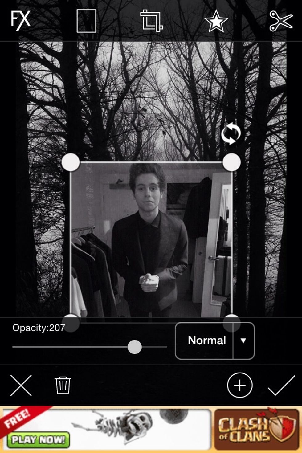 Then add your second picture, adjusting the opacity etc to your liking.