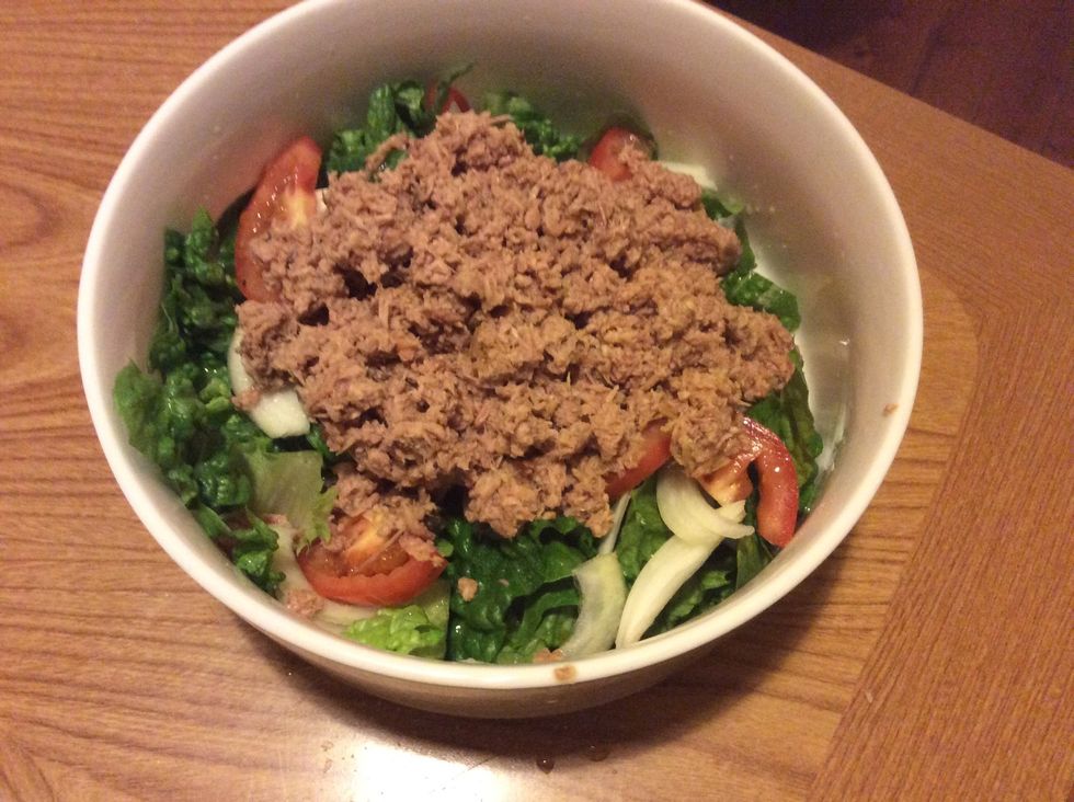 Then add your tuna to it. Add as much as you want