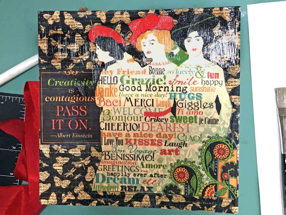 Then adhere the fussy cut 3 ladies.