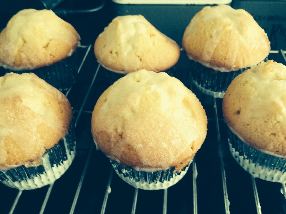 Then after 10 mins remove the muffins from tin and leave on cooling rake till cool