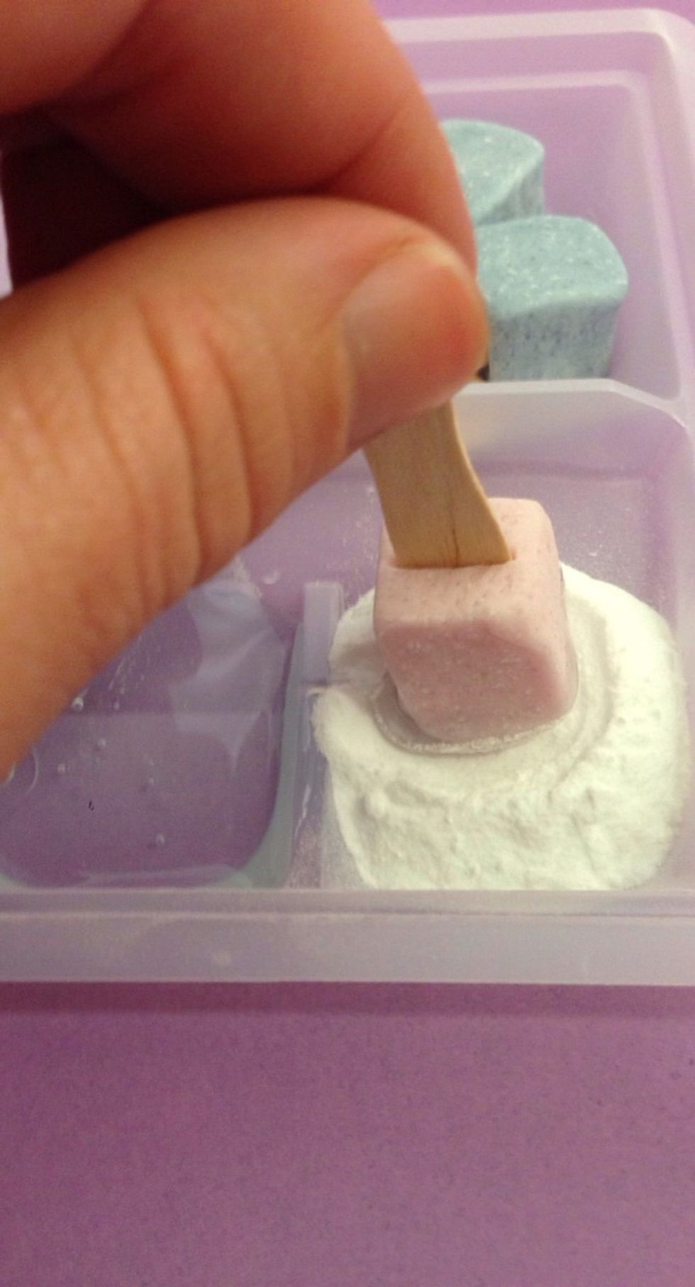 Then after Dipped In Gel, Roll in WHITE Powder to Top Popsicle