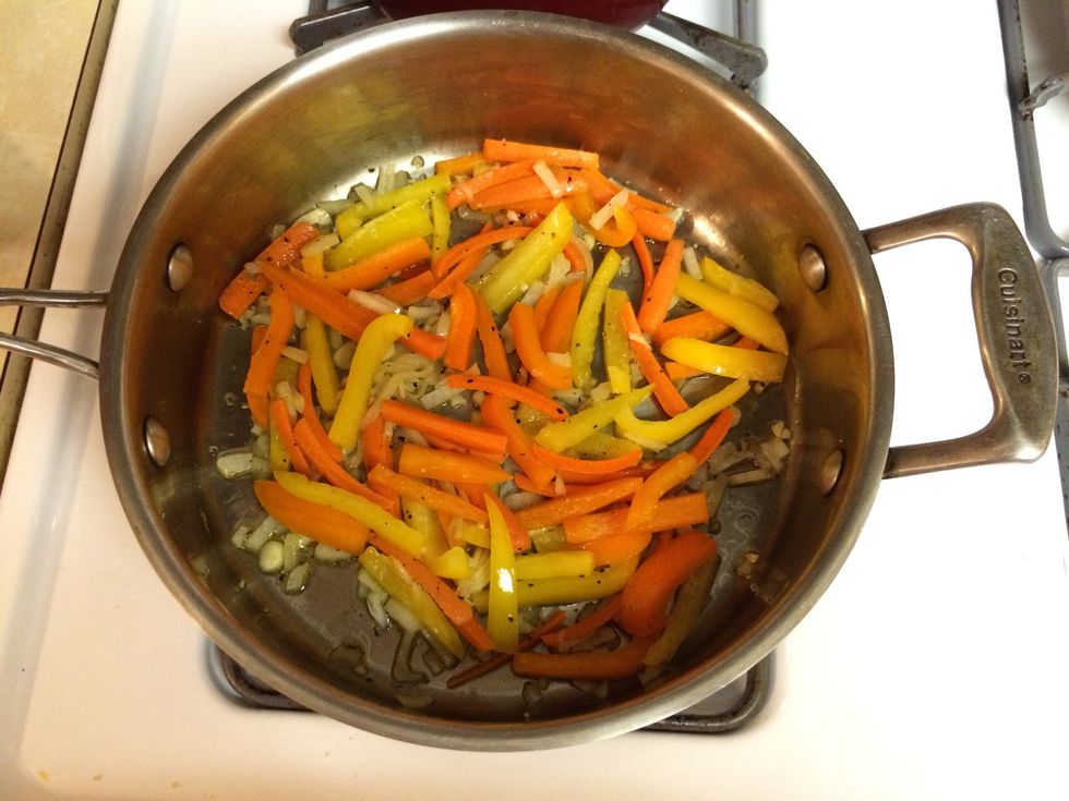 Then after you let that simmer on med low for 5 min before adding the bell-peppers.