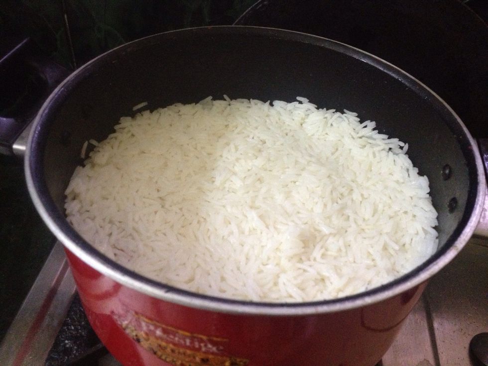 Then again add another layer of basmati rice...