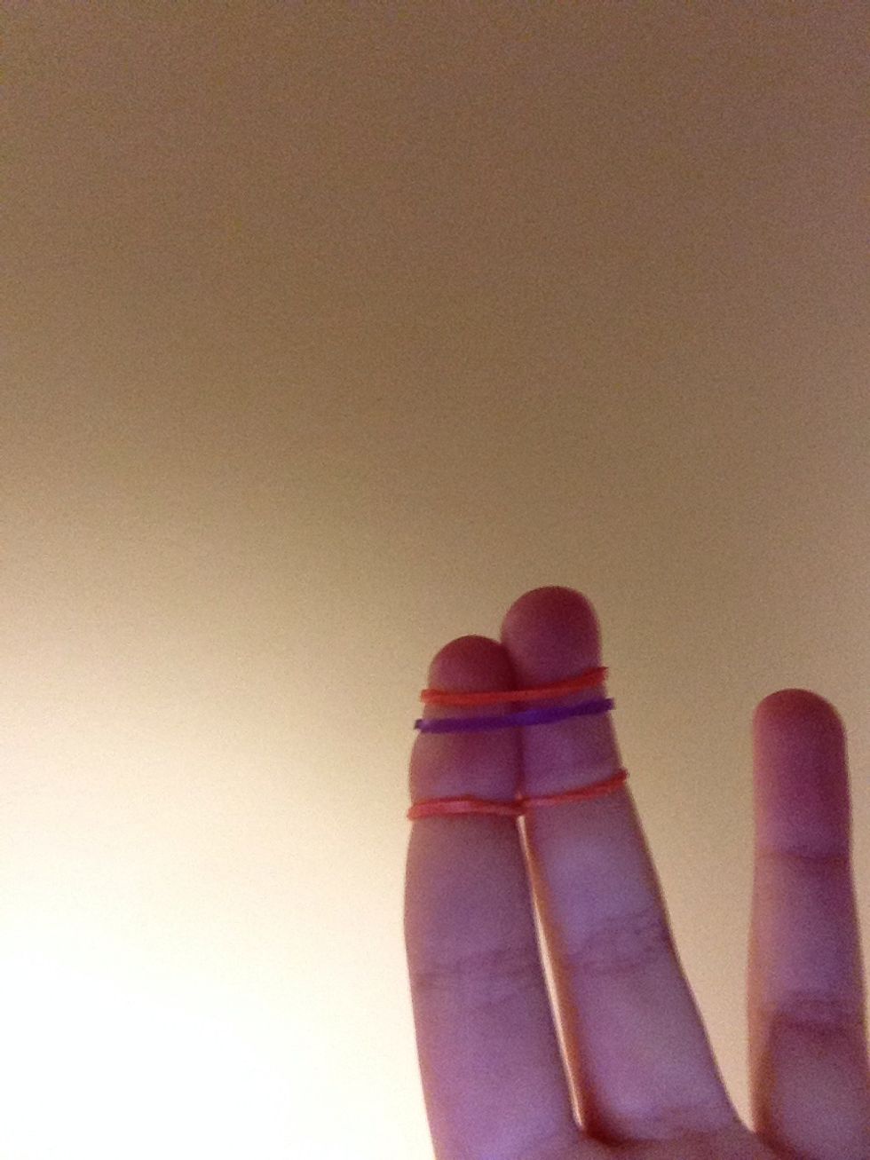 Then, and two more rubber bands that are not twisted.