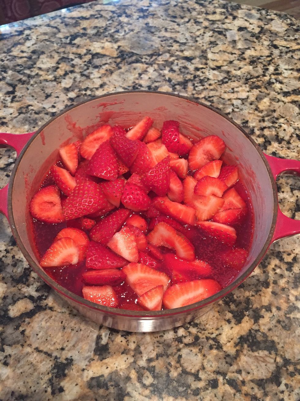 Then as many strawberries as you like. I add about 4 cups