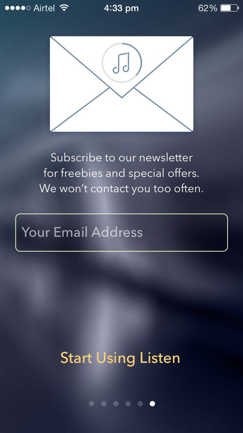 Then at the last page u will get like this , click on start using listen .