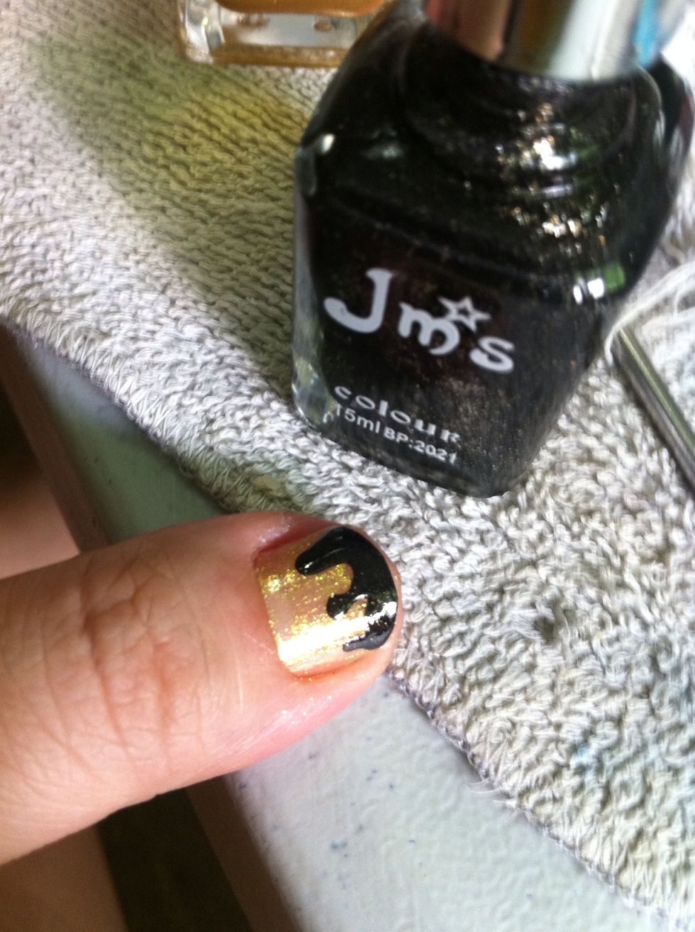 Then black paint it like melting using the dotter