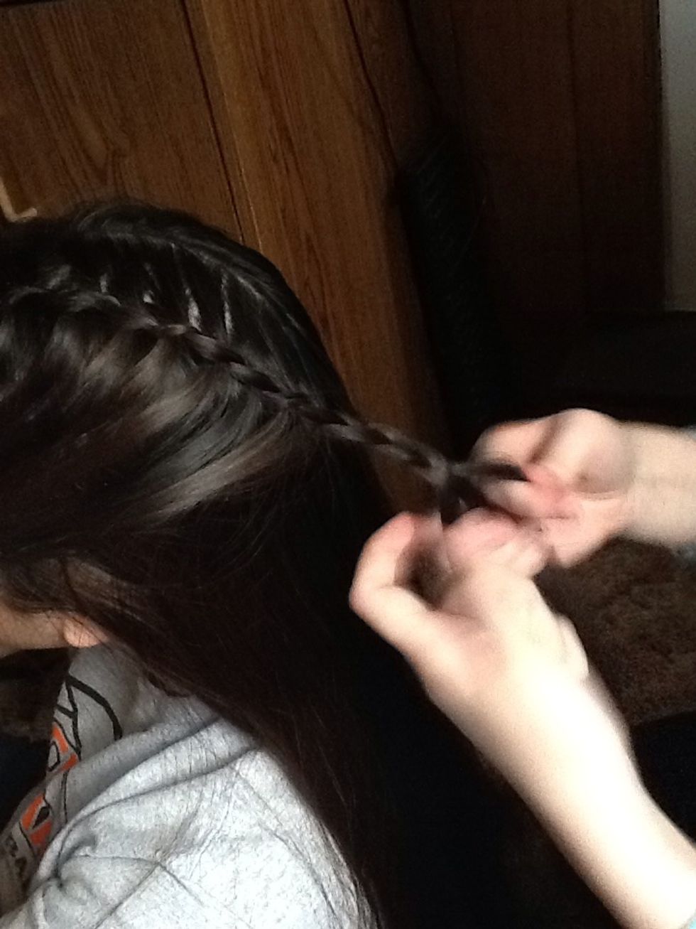 Then braid it all the way down. If you don't know how to braid. It's just the same thing but you aren't adding or taking away hair.