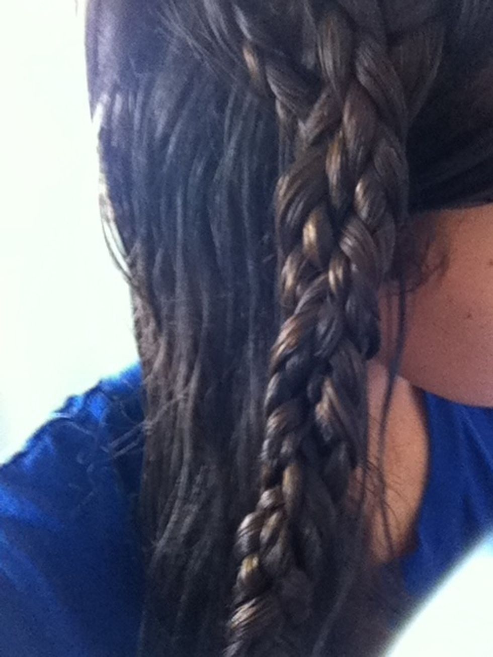 Then braid them into one braid and wala tie it with a rubber band.