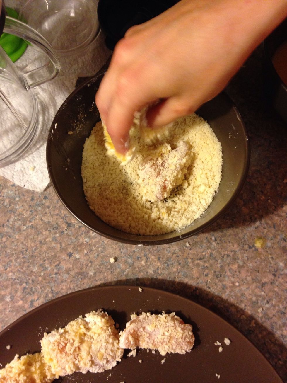 Then bread crumbs for extra crunch!