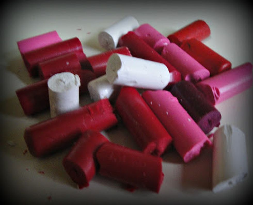 Then, break the crayons in small pieces. The best way to do this is with your hands.