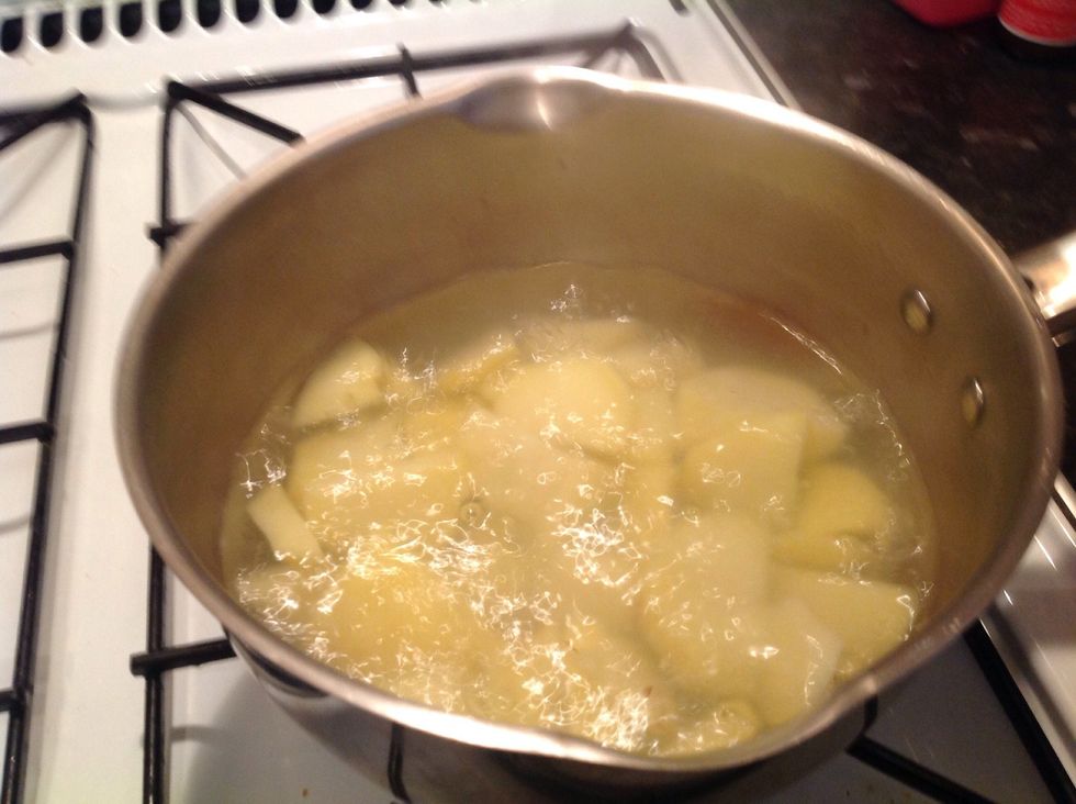 Then bring your potatoes to a boil and wait for them to go soft