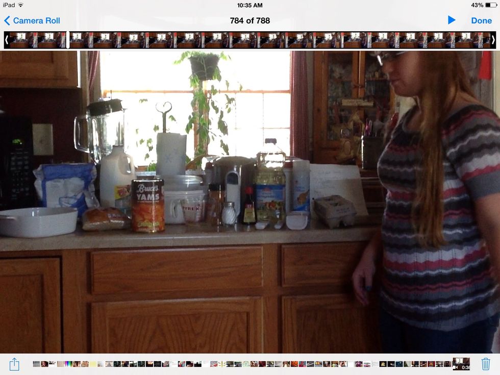 Then, by mixing together the sweet potatoes, eggs, milk and butter. Mix until the combination is smooth.