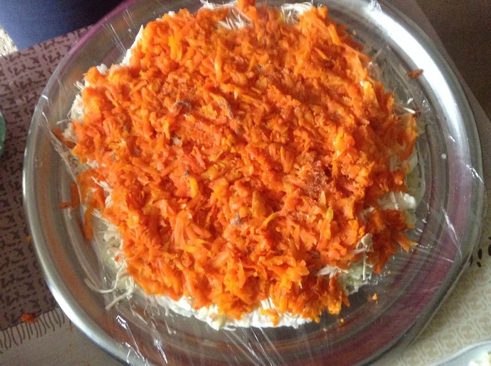 Then carrot,salt,pepper.