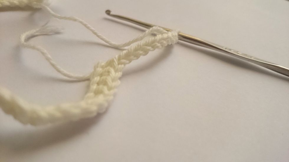 Then chain 9. This is for the button hole.You can increase or decrease the number of chains depending upon the size of the button.