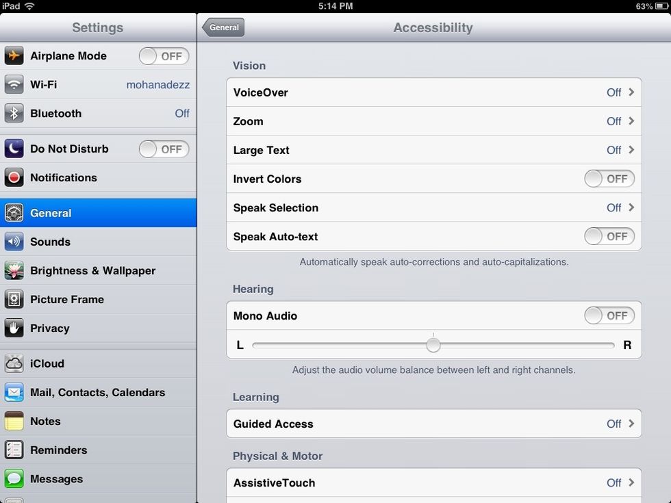 Then,choose the first option,VoiceOver