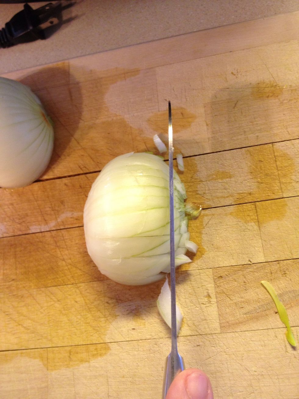 Then chop. This makes dicing onions so much faster.