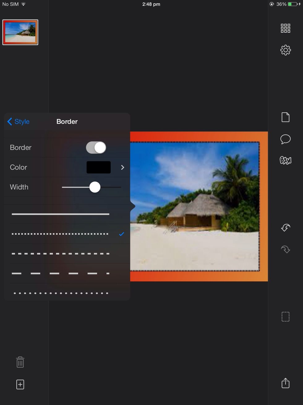 Then clicking on the image you can change the border.