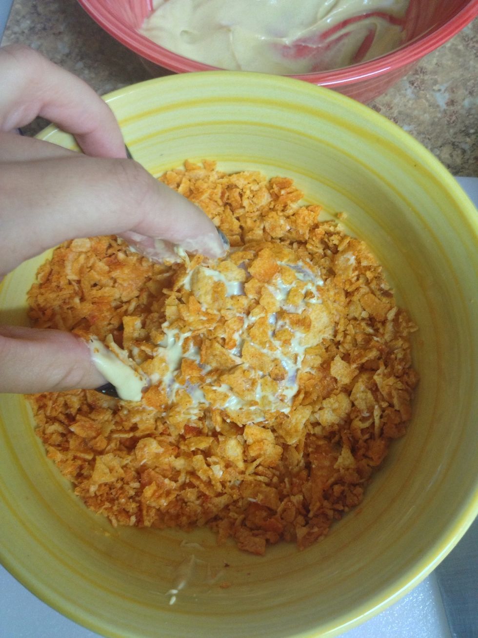 Then coat it in the chips.