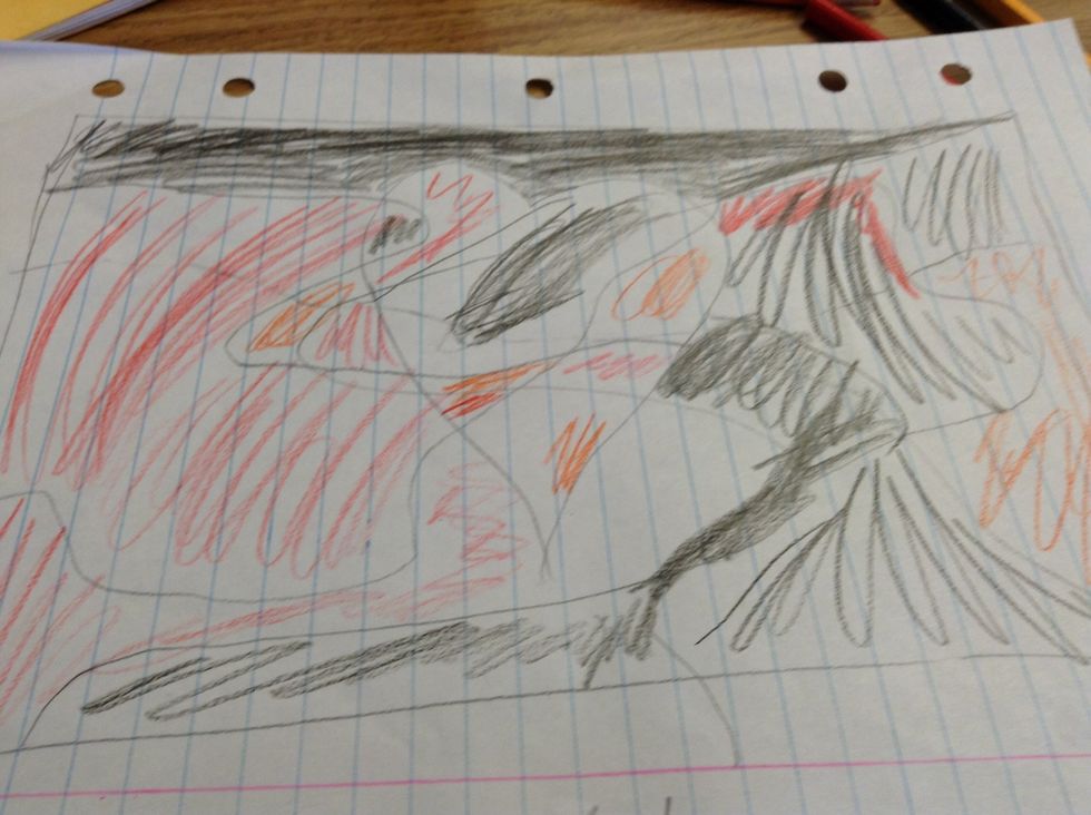 Then, color in the spots in the shape with your 3-4 colors. It probably looks ugly but all art has an ugly stage, that's what I say.