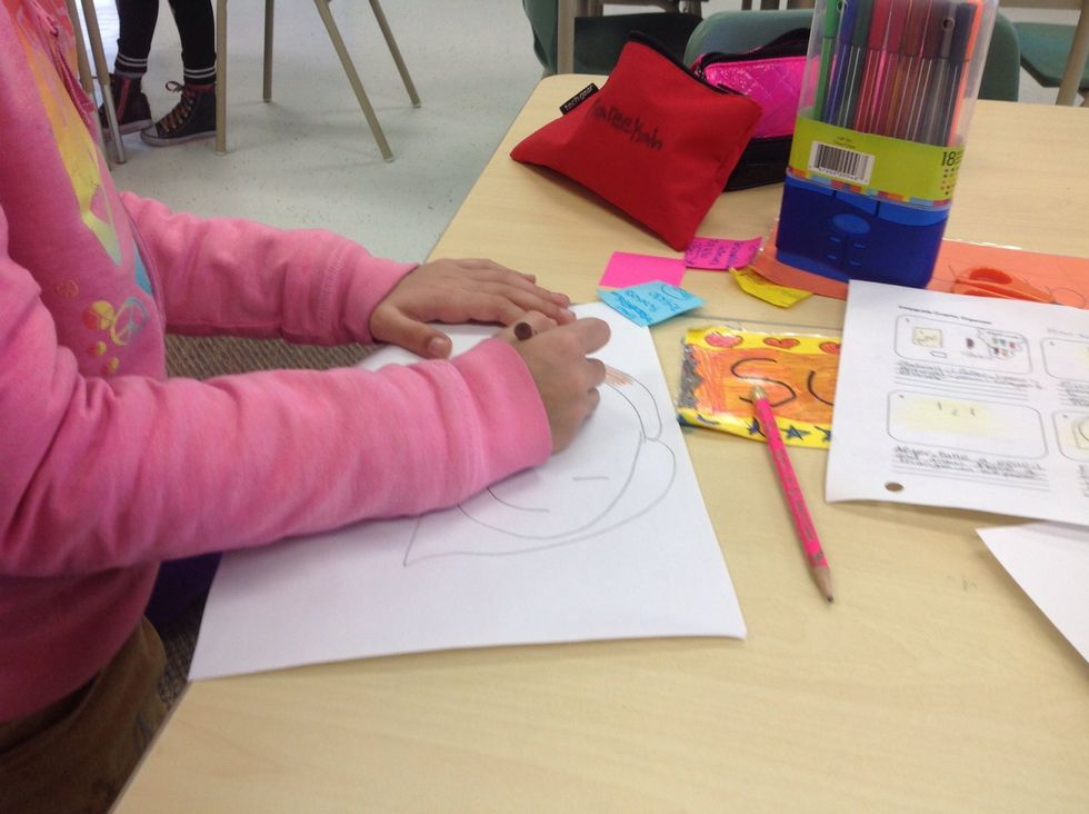 Then,Colour in with crayons.