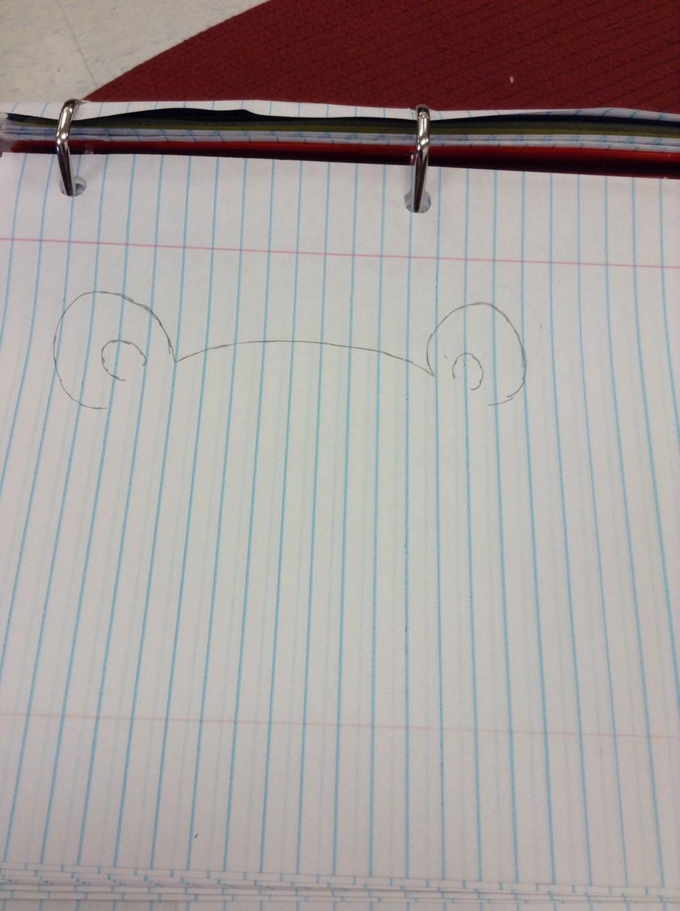 Then connect the ears with a rainbow looking line