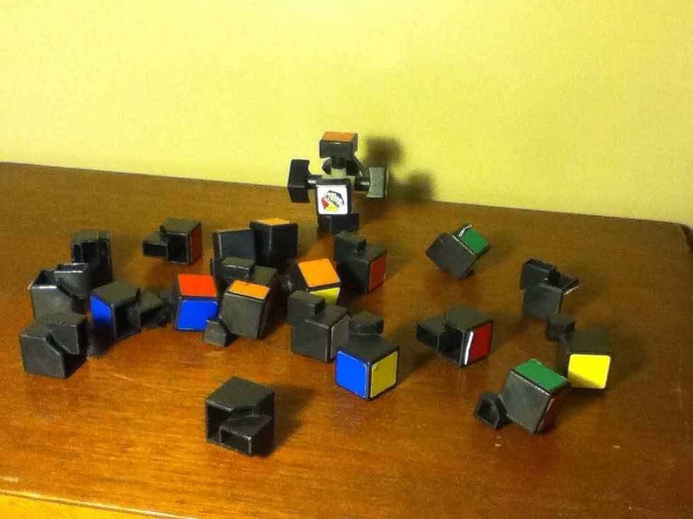 Then continue to disassemble the cube until all the pieces are seperated