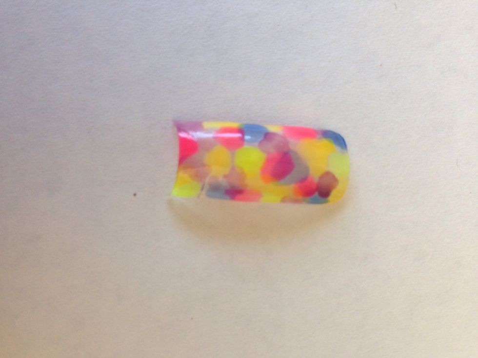 Then cover it in splotches of your jelly polish (or regular polish mixed with top coat to make it see through)