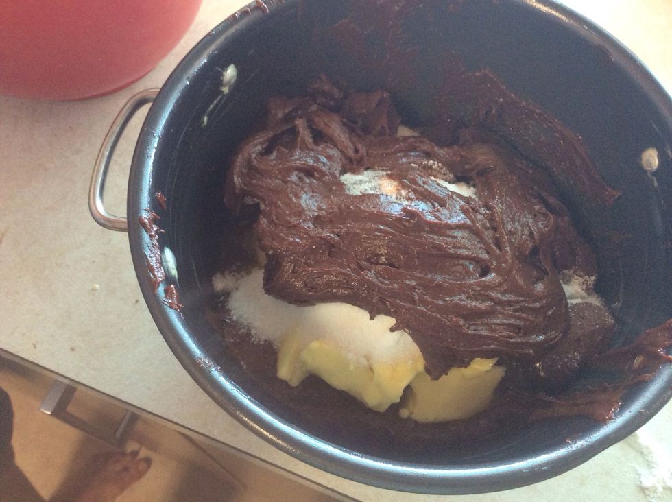 Then cover that with the remaining third of mixture.