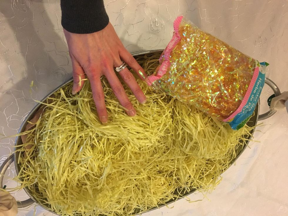 ...then, cover with Easter grass.
