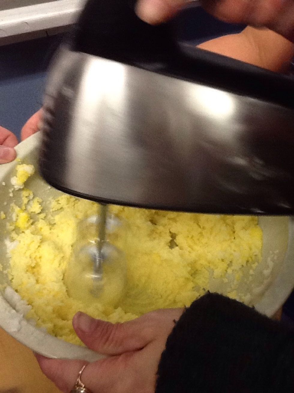 Then crack 3 eggs and beat the yolks with the shortening, sugar, and vanilla.Don't forget to separate the egg whites.