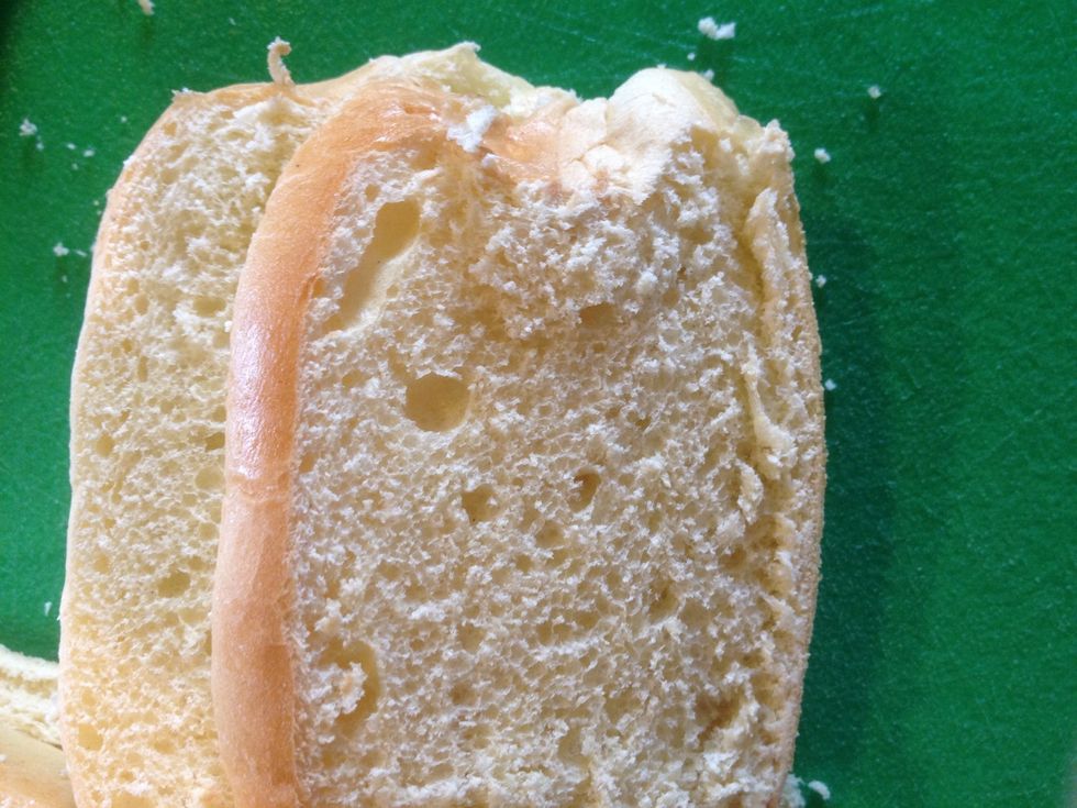 Then cut 1cm slices (I can only get 2 out of each briochette).