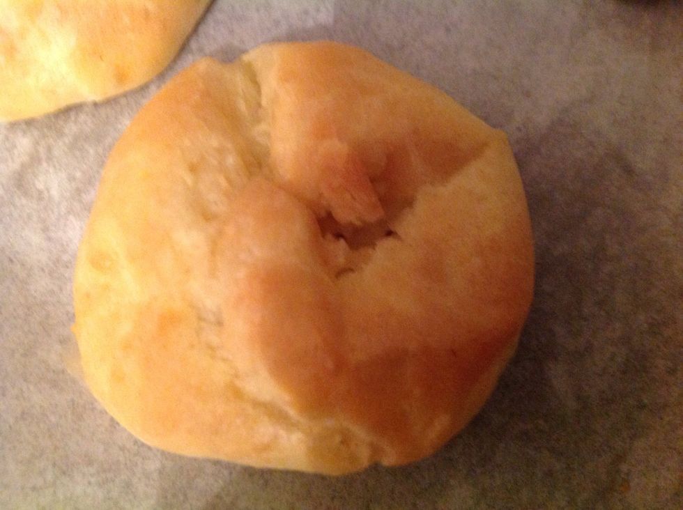 Then cut a hole to let then cool then fill with cream