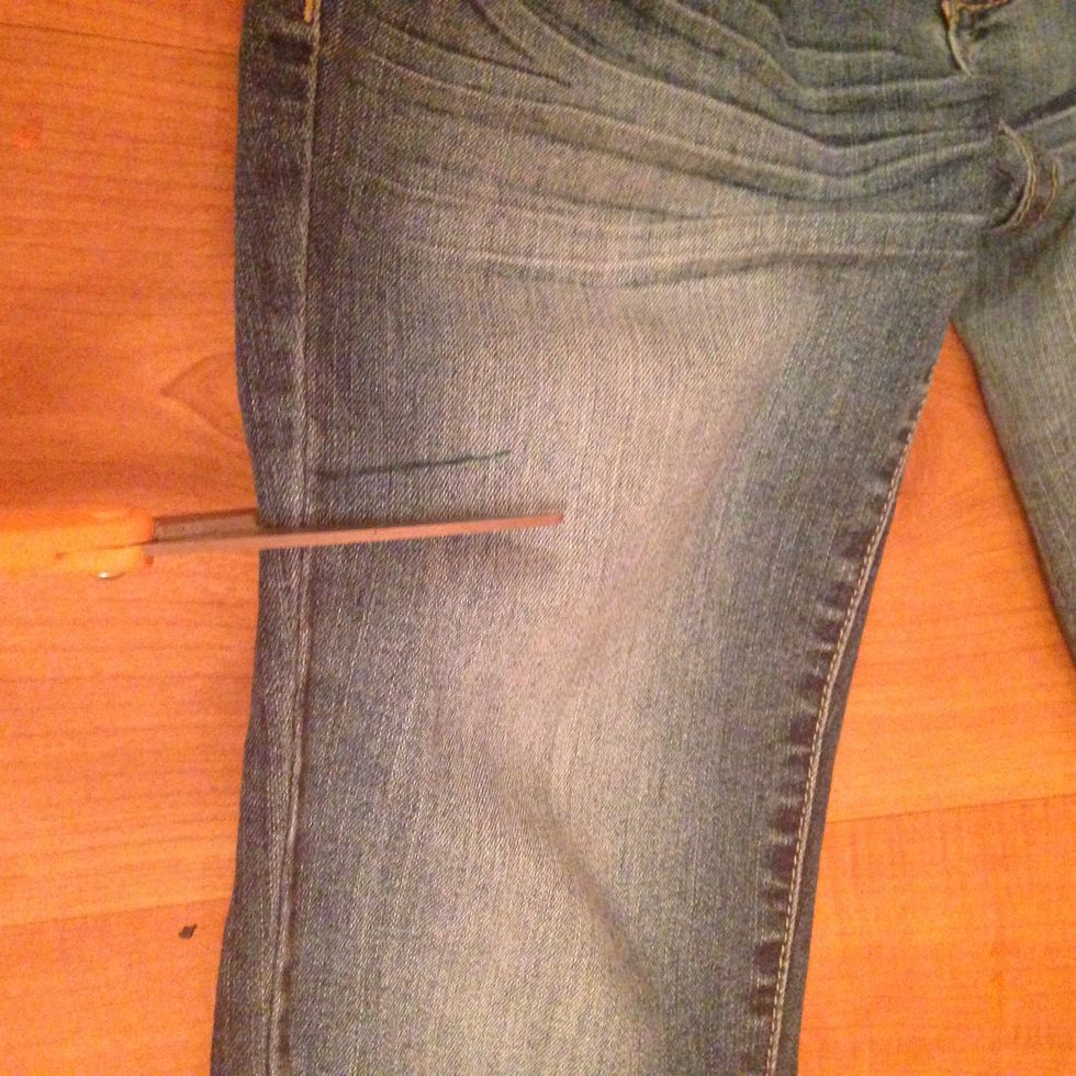 Then cut a little below the line you drew
