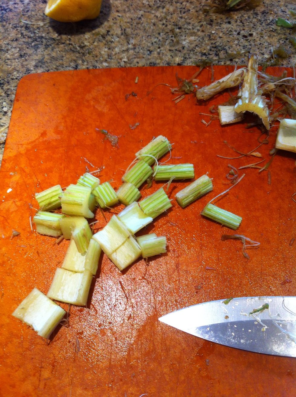 Then cut each stalk into pieces.   Try tasting them uncooked.