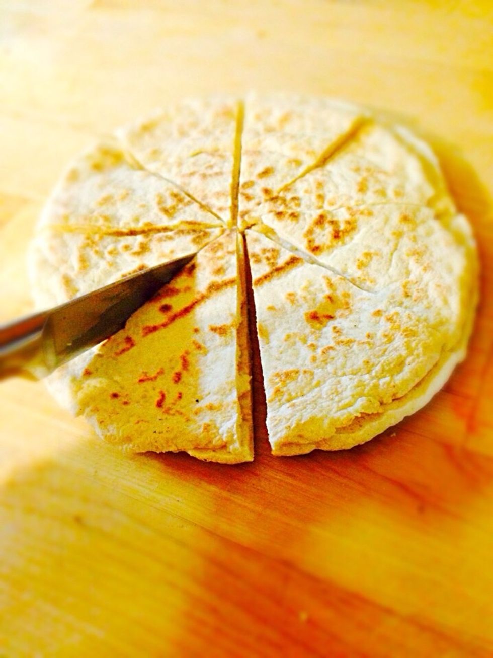 Then cut into slices like pizza